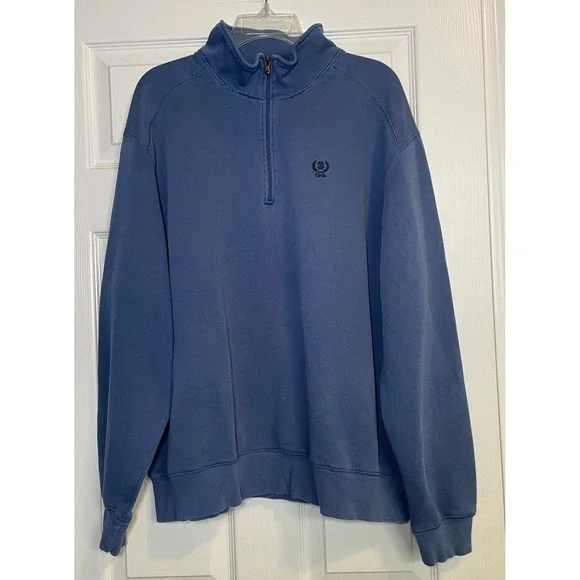 IZOD Mens XXL Blue Quarter Zip Fleece Pullover Mock Neck Pullover Sweater - Picture 1 of 8
